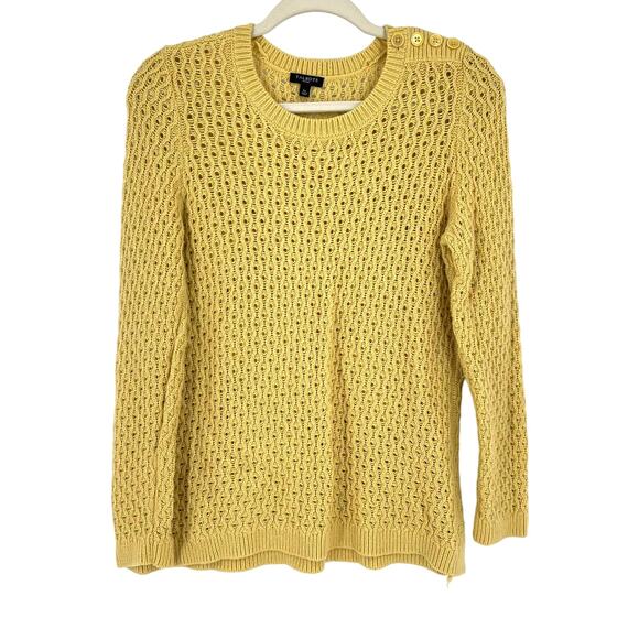 Talbots Lambswool Open Knit Sweater Yellow Small Petite - Picture 5 of 5